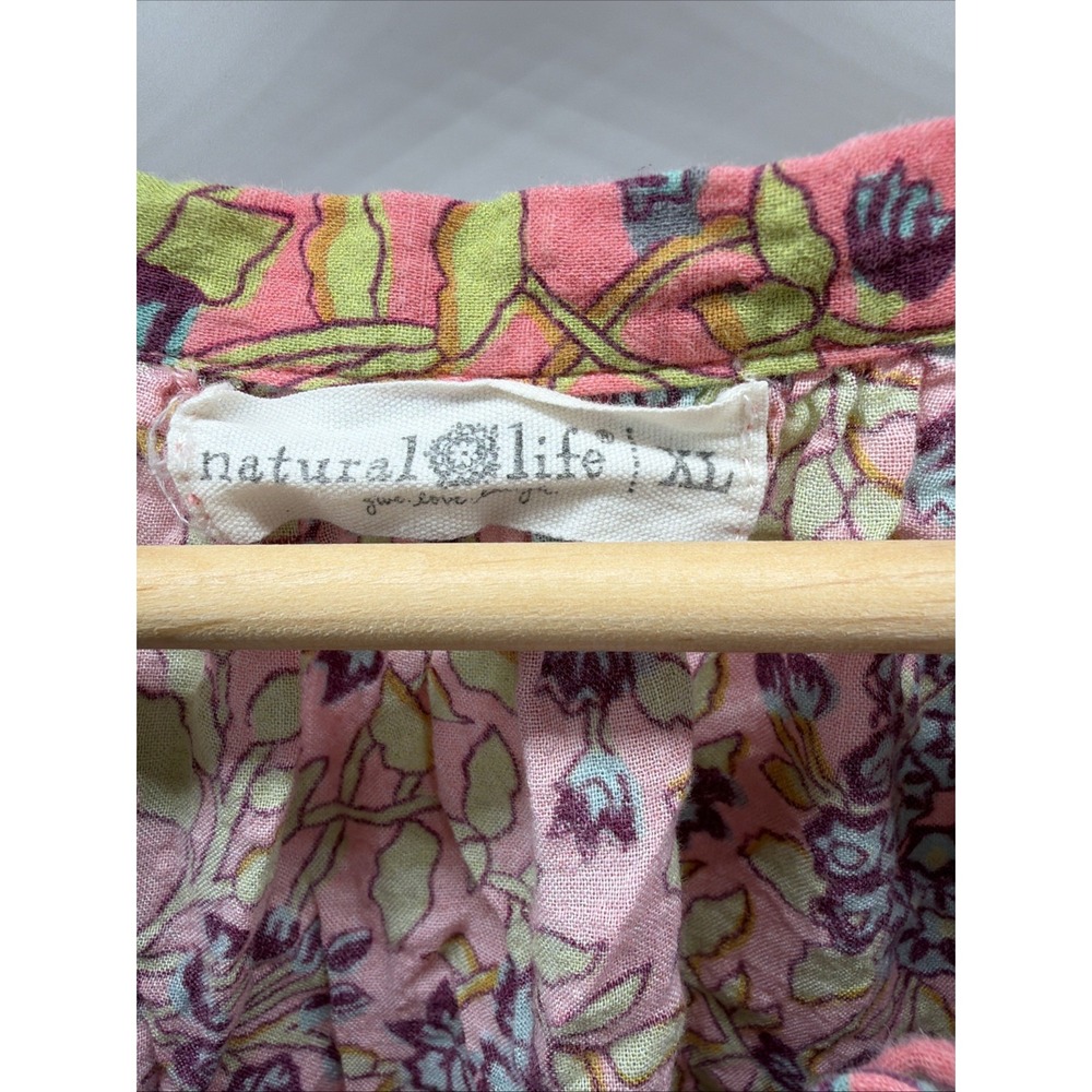 Natural Life Shirt Rowan Floral Tie Neck Blouse Women Size XL Boho Oversized - Picture 3 of 10